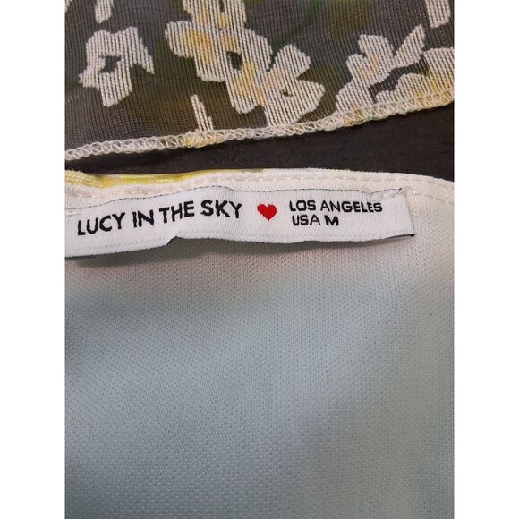 Lucy In The Sky Yellow & White Floral Tie-Up Mini Dress S Party Event - Picture 8 of 9